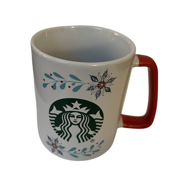 Starbucks Holiday Mug White W/ Red Handle & Green Siren Logo 2020 11oz Festive S - Picture 1 of 4